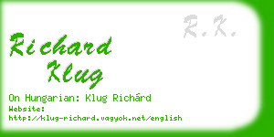 richard klug business card